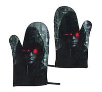 Hacker Era - Guantes de cocina unisex para barbacoa de 5.9 x 11 pulgadas, impermeables, para cocinar y hornear