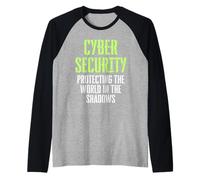 Hacker ético de Seguridad cibernética protegiendo el Mundo en la Sombra Camiseta Manga Raglan