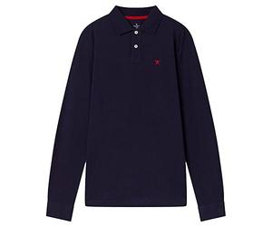Hackett London Slim Fit Logo LS Camisa Polo Hombre, Azul (595 Blue Navy), Large
