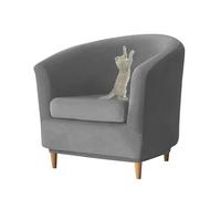 HACLEN Funda elástica de terciopelo para silla de club, suave, con funda de cojín, lavable, antideslizante, para sala de estar (gris oscuro, talla única)