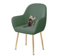 HACLEN Funda elástica para silla con respaldo curvado, a prueba de arañazos, lavable, suave, curvada, para silla de comedor (verde oscuro, 6 piezas)