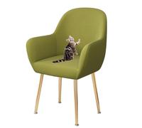 HACLEN Funda elástica para silla con respaldo curvado, a prueba de arañazos, lavable, suave, curvada, para silla de comedor (verde, 8 piezas)