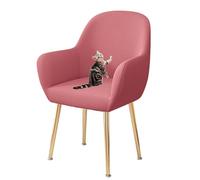HACLEN Funda elástica para silla con respaldo curvado, a prueba de arañazos, lavable, suave, curvada, para silla de comedor (rosa, 8 piezas)