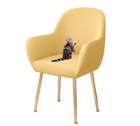 HACLEN Funda elástica para silla con respaldo curvado, a prueba de arañazos, lavable, suave, curvada, para silla de comedor (amarillo, 8 piezas)