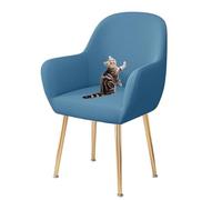 HACLEN Funda elástica para silla con respaldo curvado, a prueba de arañazos, lavable, suave, curvada, para silla de comedor (azul, 8 piezas)