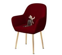 HACLEN Funda elástica para silla con respaldo curvado, a prueba de arañazos, lavable, suave, curvada, para silla de comedor (borgoña, 6 piezas)