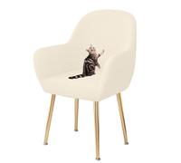 HACLEN Funda elástica para silla con respaldo curvado, a prueba de arañazos, lavable, suave, curvada, para silla de comedor (beige, 2 piezas)