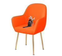 HACLEN Funda elástica para silla con respaldo curvado, a prueba de arañazos, lavable, suave, curvada, para silla de comedor (naranja, 6 piezas)