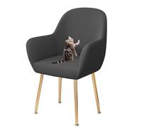 HACLEN Funda elástica para silla con respaldo curvado, a prueba de arañazos, lavable, suave, curvada, para silla de comedor (gris oscuro, 6 piezas)