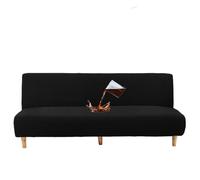 HACLEN Funda impermeable para futón, funda elástica de elastano para sofá cama sin brazos, con parte inferior elástica, lavable, suave, plegable, protector de muebles para mascotas (color negro