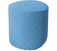HACLEN Funda otomana redonda elástica, lavable, suave, con elástico en la parte inferior del reposapiés, funda protectora para sala de estar (azul, talla única)