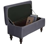 HACLEN Funda rectangular elástica para otomana, de terciopelo, funda protectora para reposapiés suave, lavable, plegable, con parte inferior elástica (gris oscuro, grande)