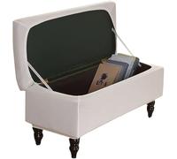 HACLEN Funda rectangular elástica para otomana, de terciopelo, funda protectora para reposapiés suave, lavable, plegable, con parte inferior elástica (blanco, grande)