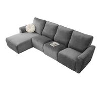 HACLEN Fundas de terciopelo para sofá reclinable modular, funda elástica para sofá en forma de L con funda para chaise longue, lavable, protector de muebles (gris oscuro, 10 piezas)