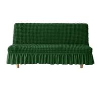 HACLEN Fundas elásticas para futón con faldón, funda suave para sofá cama sin brazos, lavable, extraíble, protector de muebles para mascotas, perros y gatos (verde oscuro, mediano)