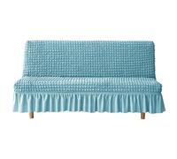 HACLEN Fundas elásticas para futón con faldón, funda suave para sofá cama sin brazos, lavable, extraíble, protector de muebles para mascotas, perros y gatos (azul, grande)