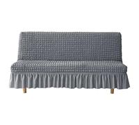 HACLEN Fundas elásticas para futón con faldón, funda suave para sofá cama sin brazos, lavable, extraíble, protector de muebles para mascotas, perros y gatos (gris, grande)