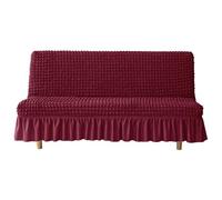 HACLEN Fundas elásticas para futón con faldón, funda suave para sofá cama sin brazos, lavable, extraíble, protector de muebles para mascotas, perros y gatos (borgoña, grande)