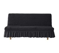 HACLEN Fundas elásticas para futón con faldón, funda suave para sofá cama sin brazos, lavable, extraíble, protector de muebles para mascotas, perros y gatos (color negro, mediano)