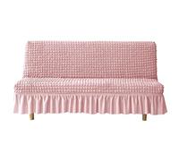 HACLEN Fundas elásticas para futón con faldón, funda suave para sofá cama sin brazos, lavable, extraíble, protector de muebles para mascotas, perros y gatos (rosa, mediano)