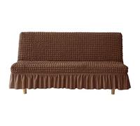 HACLEN Fundas elásticas para futón con faldón, funda suave para sofá cama sin brazos, lavable, extraíble, protector de muebles para mascotas, perros y gatos (marrón, grande)