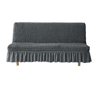 HACLEN Fundas elásticas para futón con faldón, funda suave para sofá cama sin brazos, lavable, extraíble, protector de muebles para mascotas, perros y gatos (gris oscuro, grande)