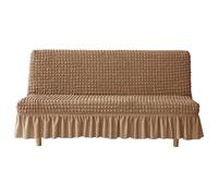 HACLEN Fundas elásticas para futón con faldón, funda suave para sofá cama sin brazos, lavable, extraíble, protector de muebles para mascotas, perros y gatos (café, grande)