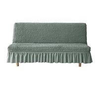 HACLEN Fundas elásticas para futón con faldón, funda suave para sofá cama sin brazos, lavable, extraíble, protector de muebles para mascotas, perros y gatos (verde, mediano)