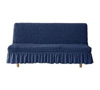 HACLEN Fundas elásticas para futón con faldón, funda suave para sofá cama sin brazos, lavable, extraíble, protector de muebles para mascotas, perros y gatos (azul marino, mediano)