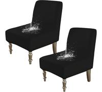 HACLEN Juego de 2 fundas impermeables para sillas sin brazos, de piel sintética, elásticas, extraíbles, para sala de estar (color negro, 2 piezas)