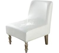 HACLEN Juego de 2 fundas impermeables para sillas sin brazos, de piel sintética, elásticas, extraíbles, para sala de estar (color blanco, 1 unidad)