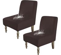 HACLEN Juego de 2 fundas impermeables para sillas sin brazos, de piel sintética, elásticas, extraíbles, para sala de estar (marrón, 2 piezas)