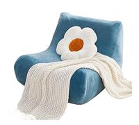 HACLEN Lazy - Funda de sofá sin brazos de felpa para sala de estar, dormitorio, color sólido, funda de silla sin brazos con parte inferior elástica, color azul
