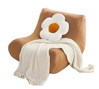 HACLEN Lazy - Funda de sofá sin brazos de felpa para sala de estar, dormitorio, color sólido, funda de silla sin brazos con parte inferior elástica, color marrón
