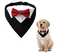 HACRAHO Bandana Formal de Esmoquin para Perro, 1 Bandana de algodón con Esmoquin Rojo para Perro, Collar de Boda con Pajarita y Corbata para el Cuello para Perros y Gatos, M