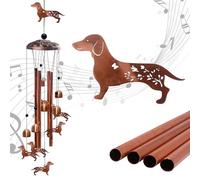 HACRAHO Campanas de viento para perros salchicha Retriever, 28 pulgadas al aire libre, regalos para mujeres, mamá, hombres, papá, campanillas de viento de metal únicas de cumpleaños para exteriores e