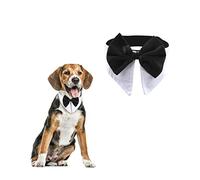 HACRAHO Collar formal para mascota, 1 pajarita blanca para esmoquin y cuello, lazo ajustable para boda, fiesta de cumpleaños para gatos, perro, circunferencia de cuello de 22 a 25 pulgadas