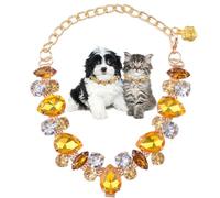 HACRAHO Collar para perro y gato, 1 collar de cadena dorada de acero inoxidable ajustable con diamantes morados con bonita pata de mascota para mascotas pequeñas y medianas, gatos, perros, gatitos y