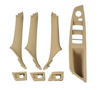 Hacreyatu RHD - Tirador de puerta lateral beige para BMW Serie 5 F10 F11, kit de cubierta de repuesto para interruptor de ventana, panel de reposabrazos para BMW 520 523 525 528 530 535 (7 piezas)