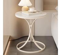 HACSYP Mesa Auxiliar Redonda de mármol for Sala de Estar, Mesa Auxiliar Circular for sofá, Mesa de té conversacional for Oficina con Patas de Metal.(Cream,45 cm/18 in)