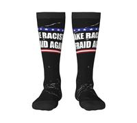 HACXZ Calcetines divertidos con el mensaje Haz que los racistas vuelvan a tener miedo para hombre y mujer. Calcetines de tubo para senderismo y running. Calcetines de compresión. 1 unidad. Negro.