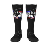 HACXZ Calcetines divertidos con el mensaje Haz que los racistas vuelvan a tener miedo para hombre y mujer. Calcetines de tubo para senderismo y running. Calcetines de compresión. 1 unidad. Negro.