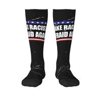 HACXZ Calcetines divertidos con el mensaje Haz que los racistas vuelvan a tener miedo para hombre y mujer. Calcetines de tubo para senderismo y running. Calcetines de compresión. 1 unidad. Negro.
