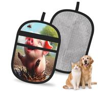 HACXZ Guante quitapelos para Mascotas con diseño de Cerdito Feliz en Salpicaduras de Barro, para Perros y Gatos, 24 x 17 cm, Reutilizable para sofás, Camas, alfombras y Asientos de Coche.