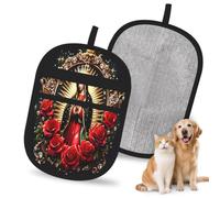 HACXZ Guante removedor de Pelo de Mascotas con Icono religioso de la Virgen con Rosas, 24 x 17 cm, Reutilizable para sofás, Camas, alfombras y Asientos de Coche.