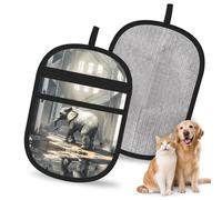 HACXZ Guantes electrostáticos para Eliminar Pelo de Mascotas Golden Mammoth in The Ruins, Cepillo Reutilizable para Perro y Gato | Eliminador de Pelo para sofá, Alfombra, Asiento y Ropa.