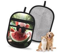 HACXZ Lindo Cerdito con Gafas de Sol, Guante quitapelos en Forma de sandía para Mascotas, 24x17 cm, Herramienta Reutilizable para sofá, Cama, Alfombra y Coche.