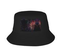 HACXZ Sombrero Pescador Doble Capa con Estampado de Light Under The Spot, Sarga de algodón, Plegable para Exteriores, Plegable con Protección UV para Exteriores, Unisex, Negro