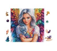 Hada Ángel con Alas Arcoíris Puzzle 100 Piezas Cartón Blanco Premium para Expertos Días Lluviosos Colección Garantía Reposición Piezas 28x28cm