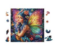 Hada con alas arcoíris Puzzle 100 Piezas Cartón Grueso para Adultos Y Adolescentes Calmar La Mente Entretenimiento Casero Regalo Ideal 28x28cm